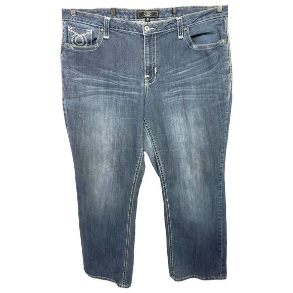 Cato Plus Size 22W Jeans Dark Blue Boot Cut Mid Rise‎ Denim Flap Pockets 1021 - Picture 1 of 12